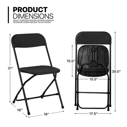 Magshion 11 Pieces 6 Ft Plastic Foldable Card Table and Chair Set�?Portable Folding Table with Handle Picnic Desk and Folding Chairs with Backrest, Black