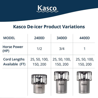 Kasco Deicer 1/2 HP Lake & Pond De-icer 120V �C Single Phase with 25 Ft Electric Power Cord | Water Deicer for Ponds, Lakes & Dock Bubbler