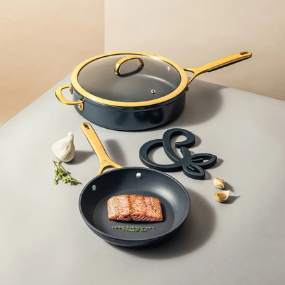 Thyme & Table 12-Piece Non-Stick Supreme Cookware Set, Pots and Pans Set - Cream