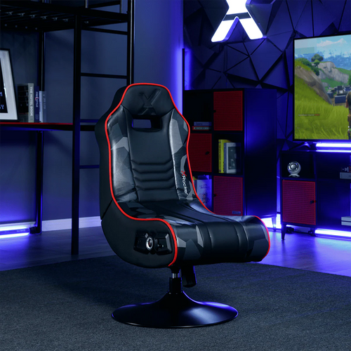 X Rocker Bolero Jr 2.1 Audio Pedestal Gaming Chair, Black PU 26.77" x 24.41" x 36.81"