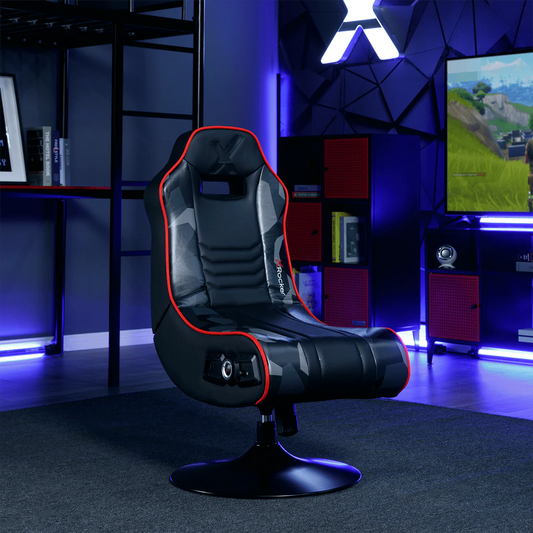 X Rocker Bolero Jr 2.1 Audio Pedestal Gaming Chair, Black PU 26.77" x 24.41" x 36.81"