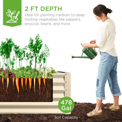 Best Choice Products 8x4x2ft Outdoor Metal Raised Garden Bed, Planter Box for Vegetables, Flowers, Herbs - Gray