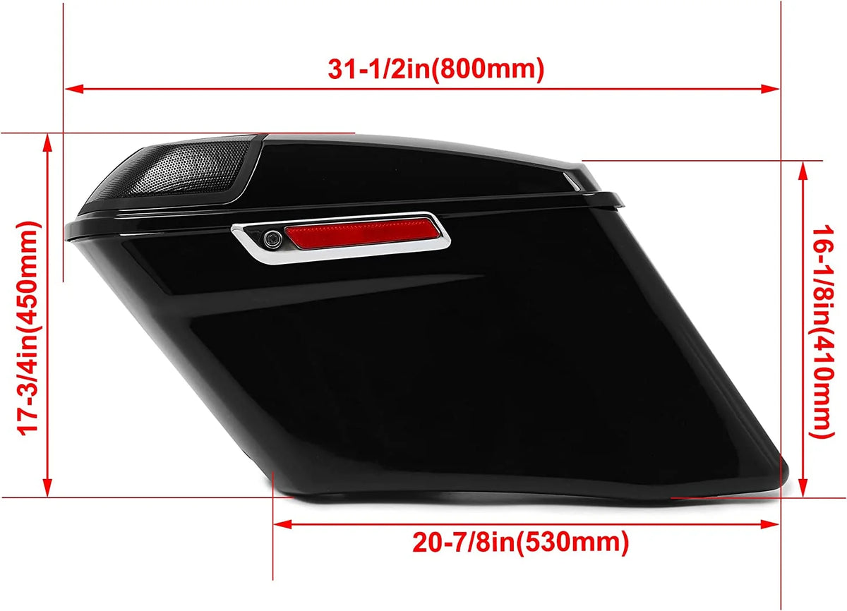 Kojem Hard Saddle Bags for 1993 - 2013 Harley Road King Glide Vivid Black Lockable Saddlebags