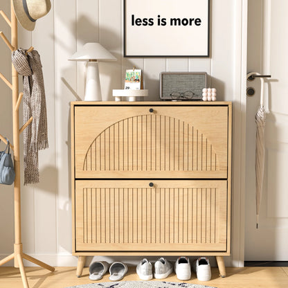 Shoe Storage Cabinet with 2 Flip Drawers, Modern Shoe Cabinet Storage for Entryway, Entryway Shoe Storage