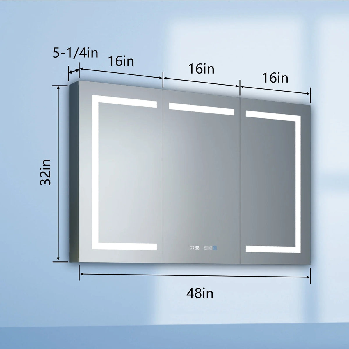 ExBrite   LED Lighted Bathroom Medicine Cabinet with Mirror Recessed or Surface led Medicine Cabinet 48"x 32"
