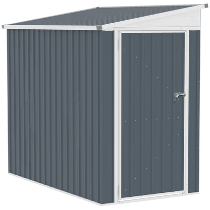 Outsunny 4' x 7.6' Storage Shed, Galvanized, Locking, Gray