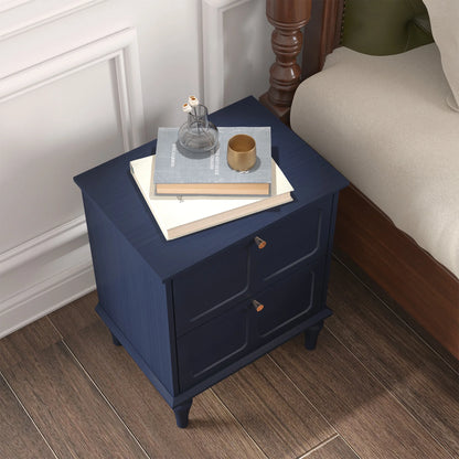 HLR 20" Mid Century Nightstands Set of 2 with Drawers, Wood Bedside Table End Table for Bedroom, Brown