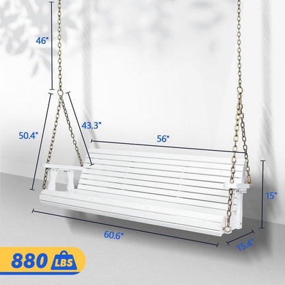 3-person Wood Porch Swing Brown