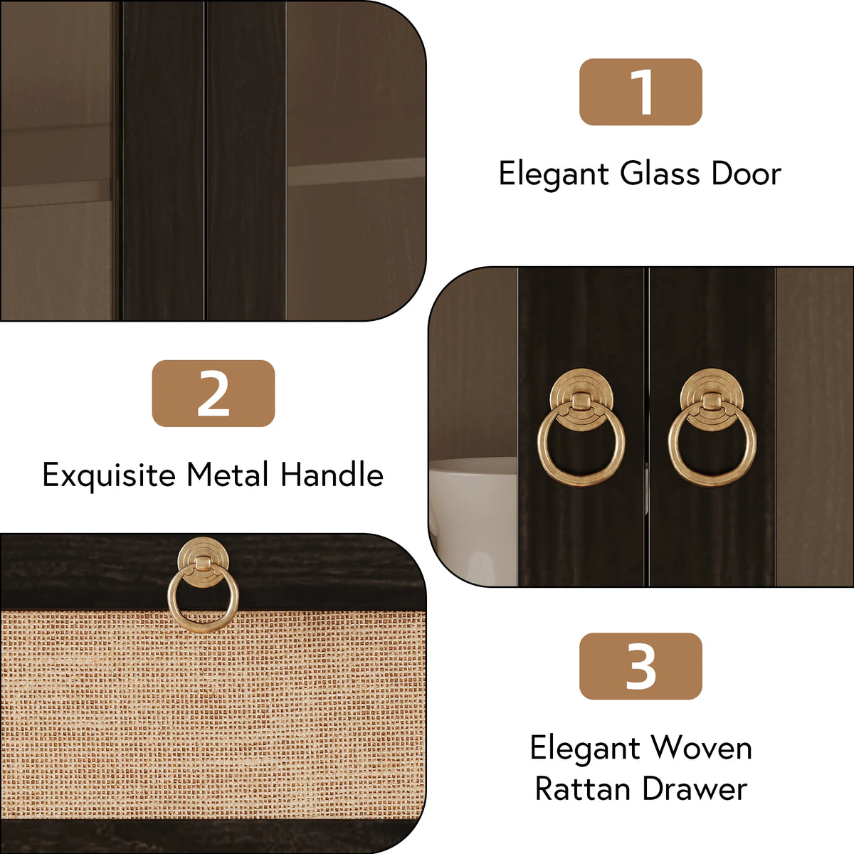 LAZZO 73-Inch Tall Arched Kitchen Pantry Storage Cabinet, 2 Doors, Brown