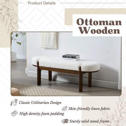 Dayalane 51" Modern Upholstered Bedroom Bench, Linen End of Bed Bench with Wooden Legs for Living Room, Entryway,Hallway Footrest, Beige