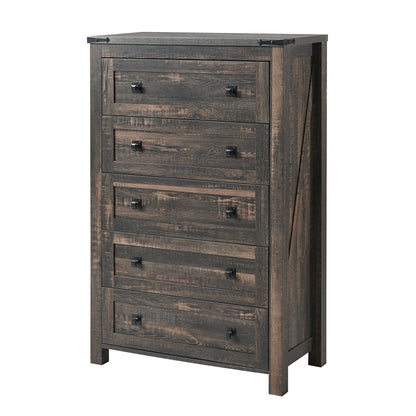 Keywhat Farmhouse 5 Drawer Dresser for Bedroom, Chest of Drawers Wood Organizer for Living Room, Antique White