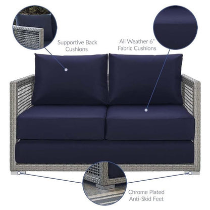 Afuera Living Wicker Patio Loveseat in Gray