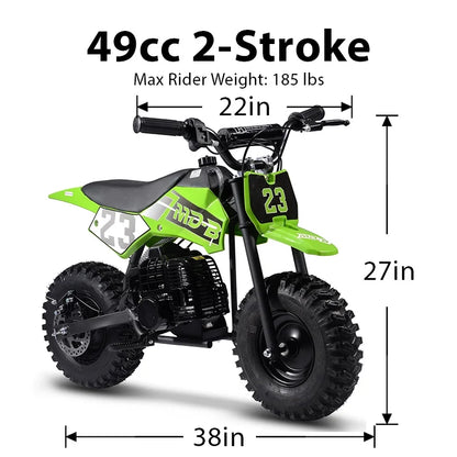 Kids Dirt Bike,Perfect Starter Gas Dirt Bike with Comfortable off-road tires,power Gasoline 49cc Dirt Bike for Kids 8-15,42��28��28in,2-Stroke,Green