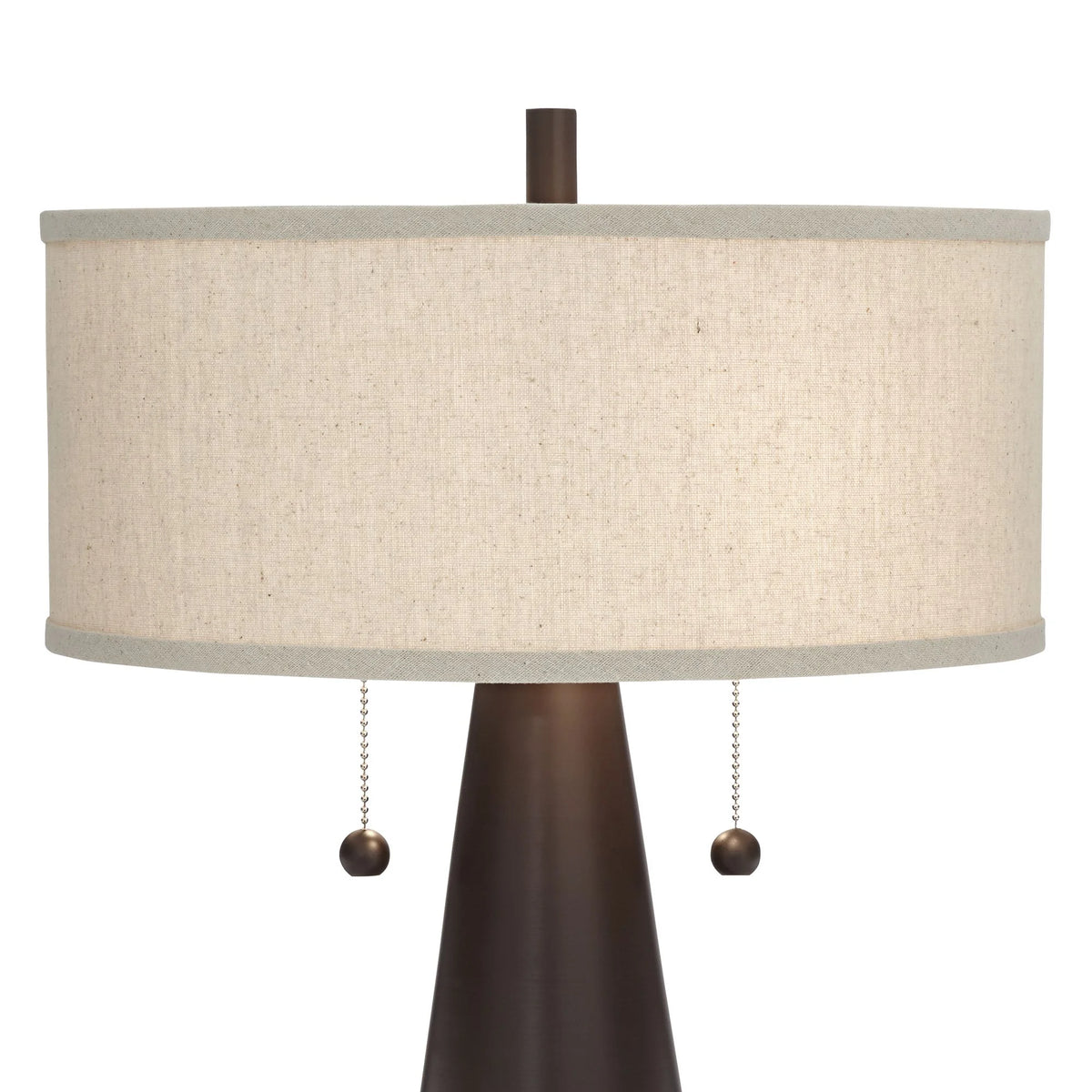 Franklin Iron Works Craig Rustic Farmhouse Accent Table Lamps 23" High Set of 2 Bronze with USB Charging Port Natural Drum Shade for Bedroom Desk