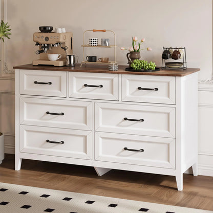 Lofka 47.2" Dresser for Bedroom with 6 Double Drawers, Farmhouse Wood Storage Cabinet with Smooth Metal Handle
