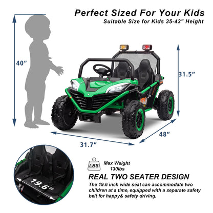 OTTORD 24 V Ride on Car UTV 2 Seater, 2x200W Electric Car Truck with Metal Frame, Brake&Gas Pedal, EVA Tires,3 Speed (Purple Pink)