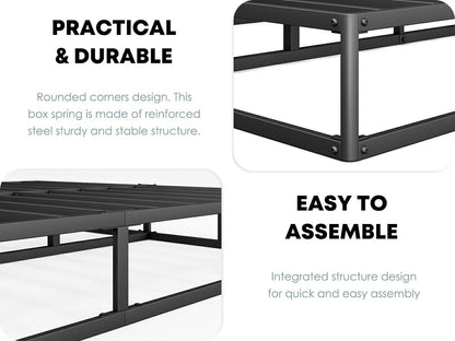 ULIESC 9 inch Queen Metal Box Spring, Sturdy Mattress Foundation, Fabric Cover Included, Easy Assembly