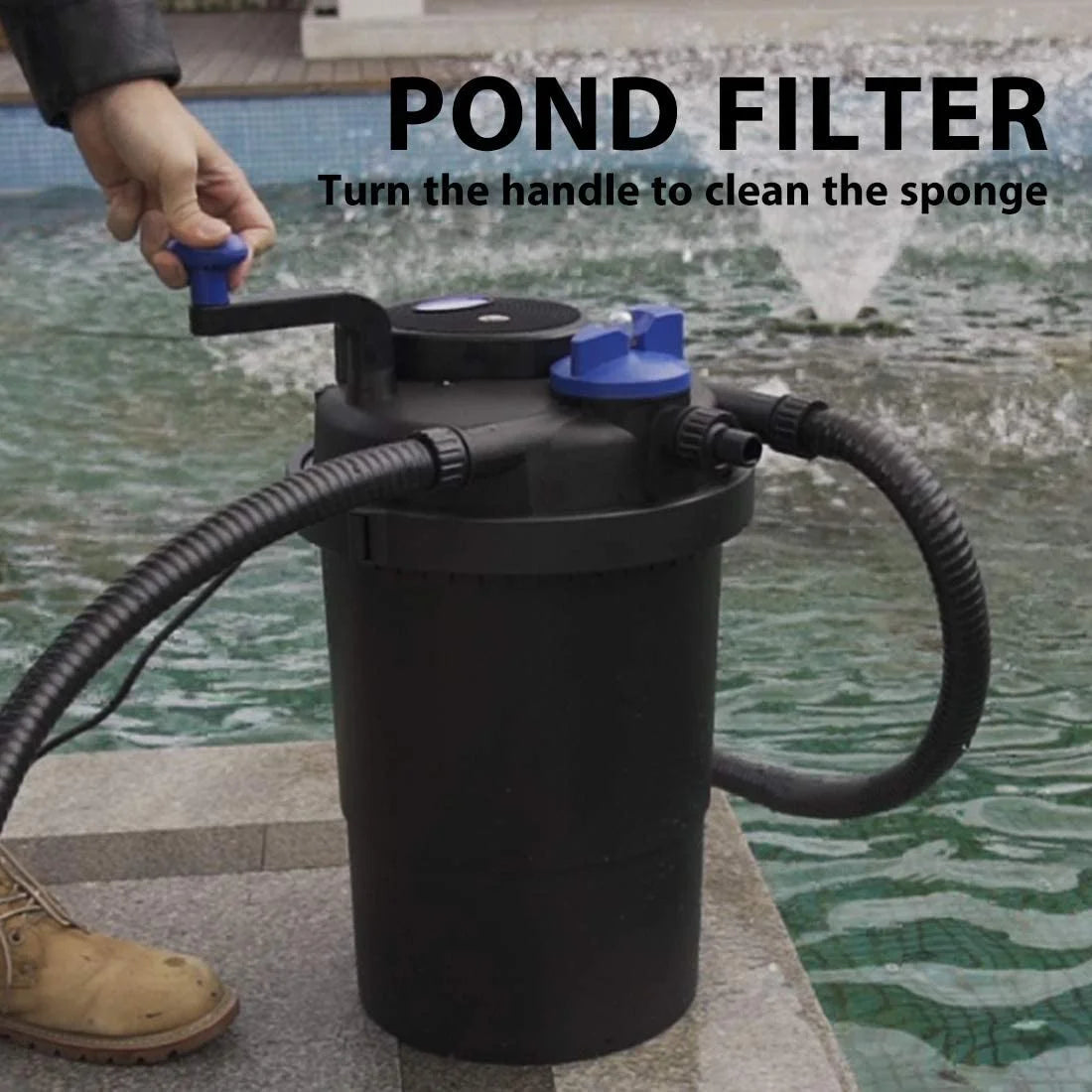 SPECSTAR Pressurized Biological Pond Filter with 13-watt Light, 1580 GPH Suitable for Koi Ponds up to 800 Gallons or Ornamental Ponds up to 1600 Gallons