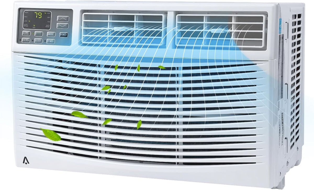 Air Conditioner, 8000 BTU Turbo Fast Cooling AC Unit Remote/App Control, Flexible Window Opening(T Design Install Kit), 24H Timer, Washable Filter,White