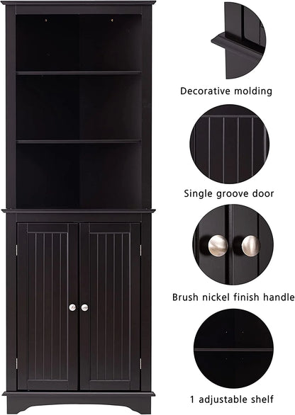 Spirich Tall Corner Cabinet with 2 -Shutter Doors, free-standing floor cabinet, White
