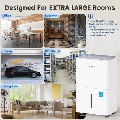 Dehumidifier for Basement with Drain Hose, Energy Star Max 115 Pints/Day for 4500 Sq Ft for Large Room, Home, Powerful Humidity Control, Auto-restart(DOE Rating 50 Pint)