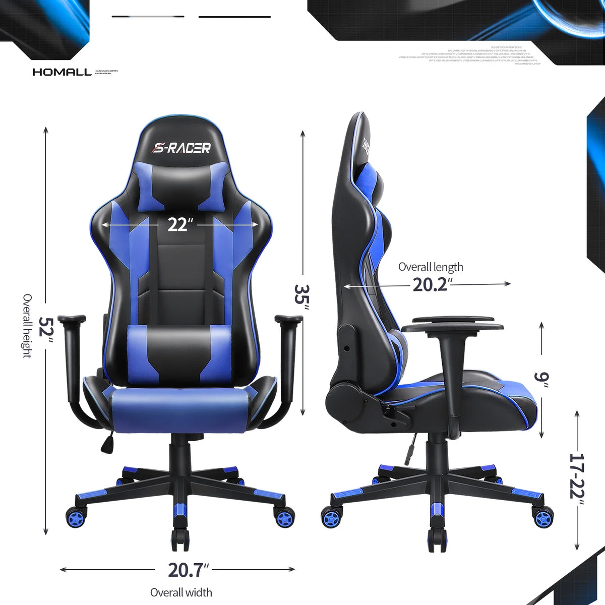 Homall Gaming Chair office Chair with Headrest & Lumbar Support, Pink