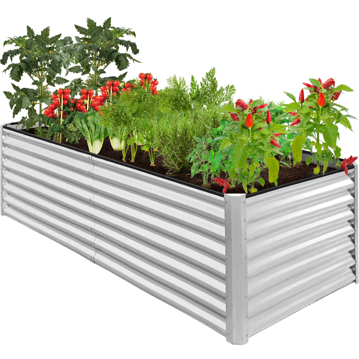 Best Choice Products 8x4x2ft Outdoor Metal Raised Garden Bed, Planter Box for Vegetables, Flowers, Herbs - Gray