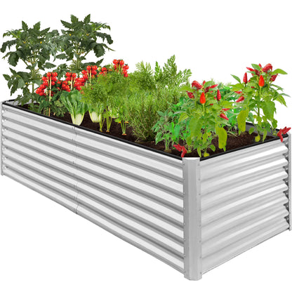 Best Choice Products 8x4x2ft Outdoor Metal Raised Garden Bed, Planter Box for Vegetables, Flowers, Herbs - Gray