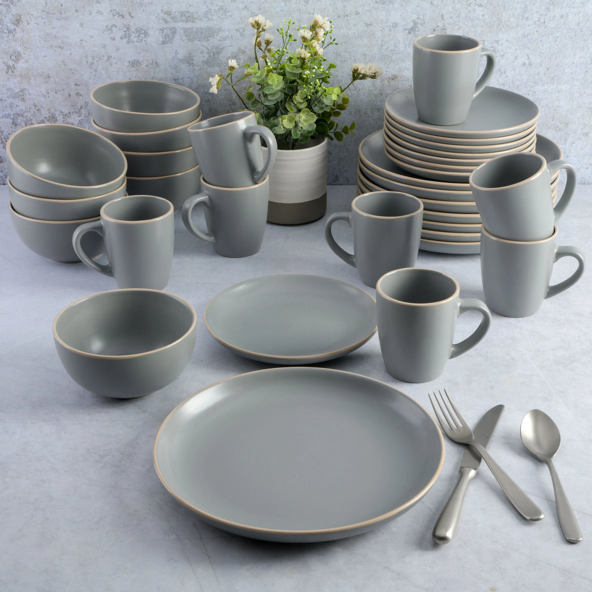 Gibson Home Rockaway 32 Piece Dinnerware Set - Gray