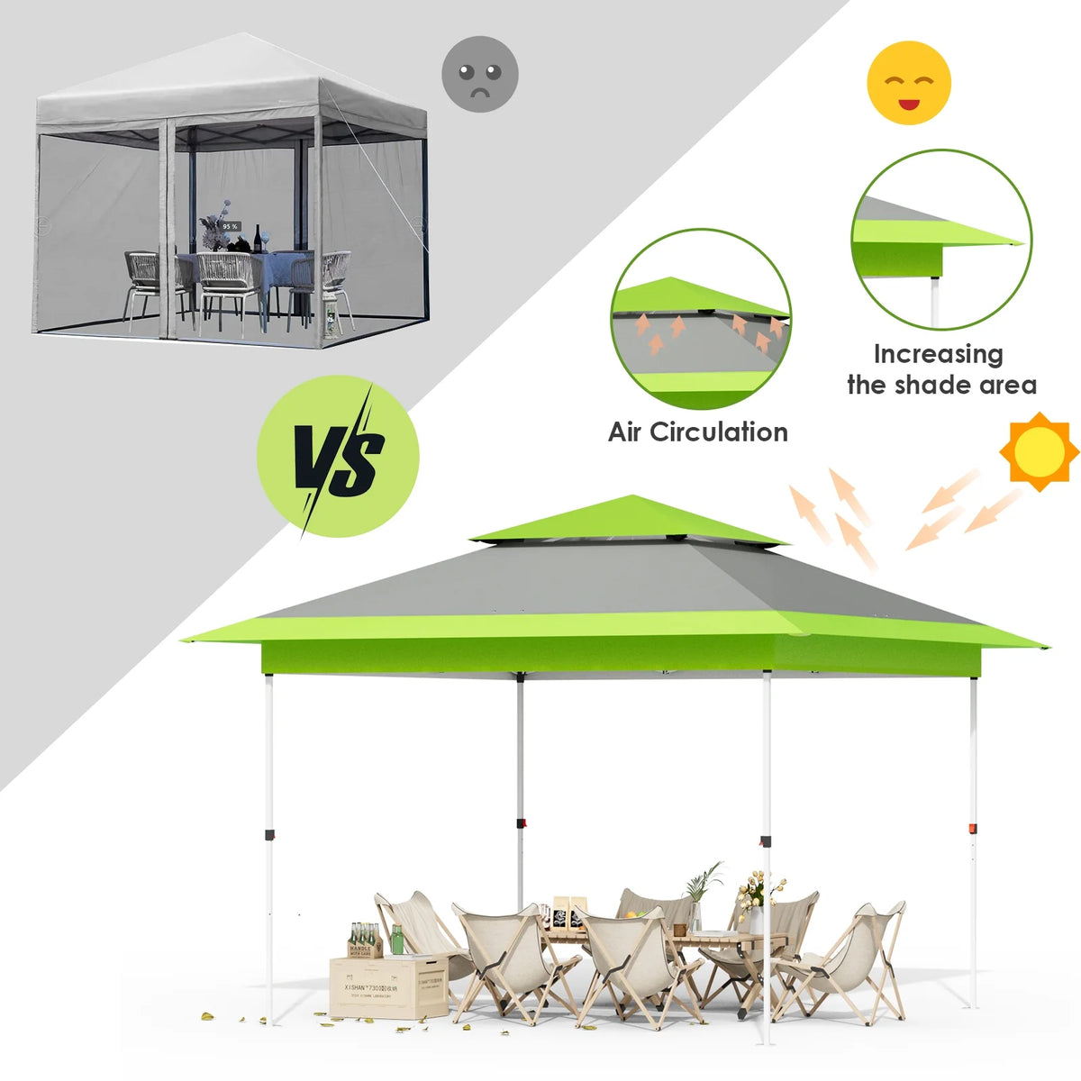 Pirecart 12' x 12' Pop-up Canopy Tent Waterproof Outdoor Gazebo Shelter with Wheeled Bag, Instand Canopy , White
