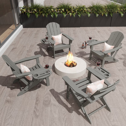 FOOWIN HDPE Plastic Adirondack Chairs Set of 4, Black
