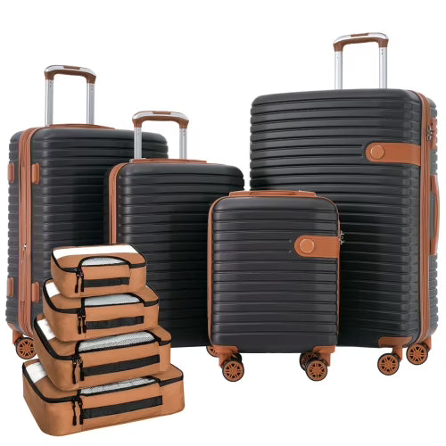 4 Piece Luggage Set Suitcase Set, ABS Hard Shell Lightweight Expandable Travel Luggage with 4 Packing Cubes, TSA Lock, Spinner Wheels for Men Women(16/20/24/28), Black