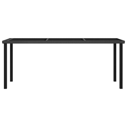 vidaXL Outdoor Dining Table Garden Porch Patio Table with Glass Top PE Rattan