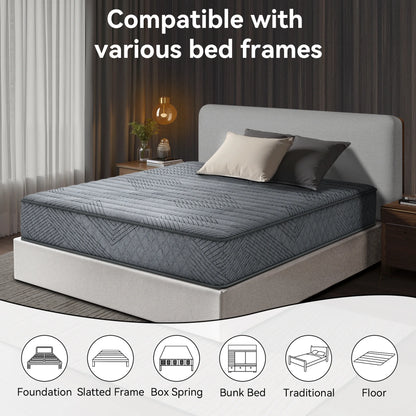 LIBORIA Queen Mattress, 10 inch Cooling Gel Memory Foam, Pocket Spring Hybrid Mattress in a Box, Pressure Relief, CertiPUR-US Certified
