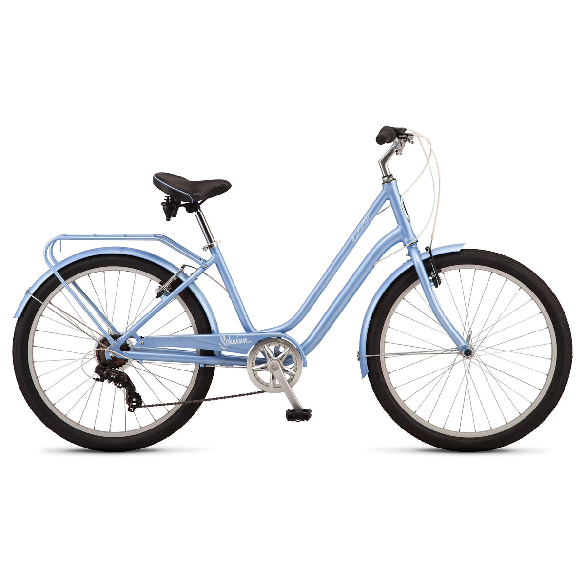 Schwinn Riverwalk Comfort Bike, 26 Inch Wheels, 7 Speed, Blue