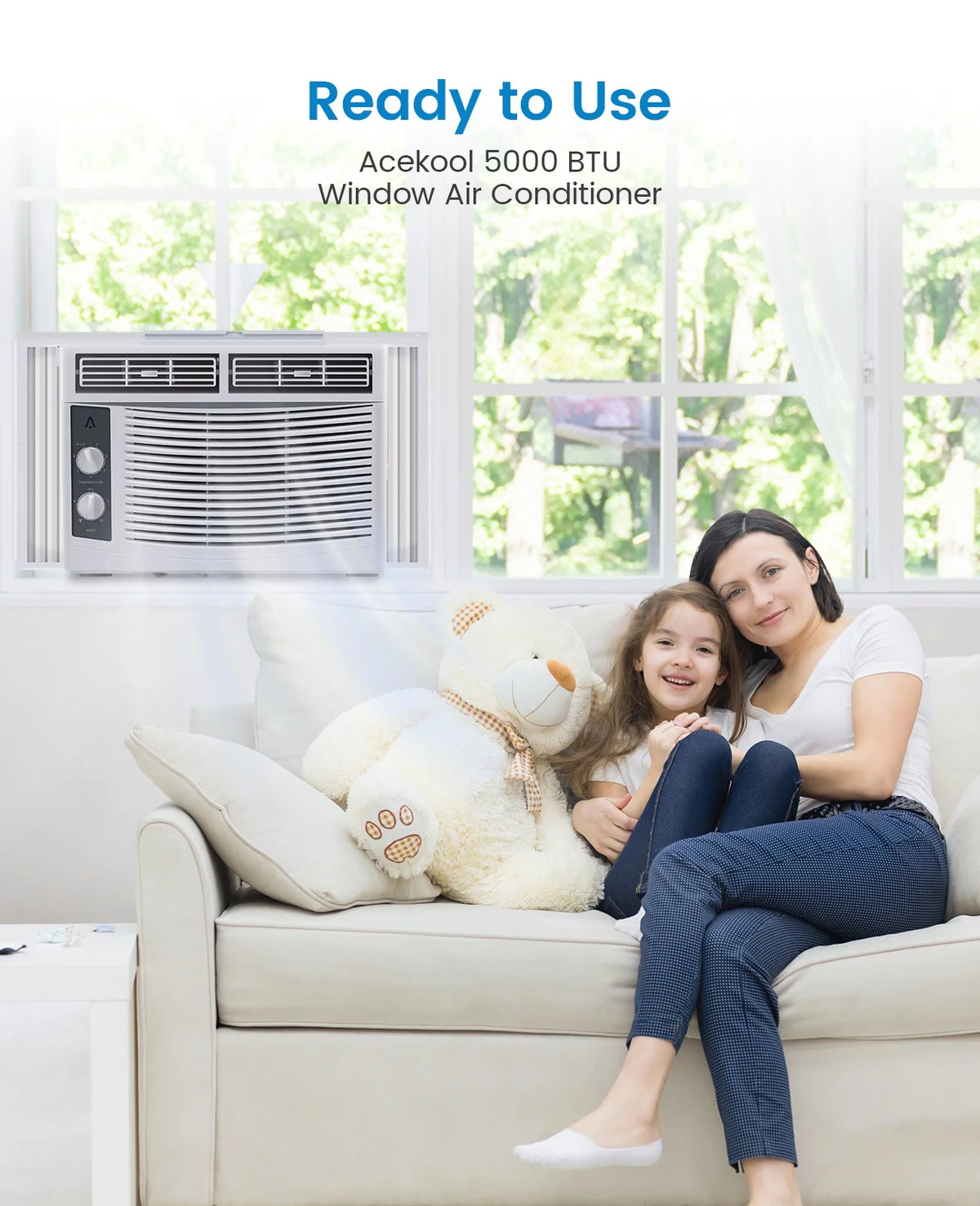 GAOMON 6000 BTU Window Air Conditioner, Cools Up to 350 Sq. Ft, Window AC Unit with Remote, 3 fan speeds, Sleep mode, Auto Restart, 24H Timer Window Air Conditioner, 115V/60Hz, White