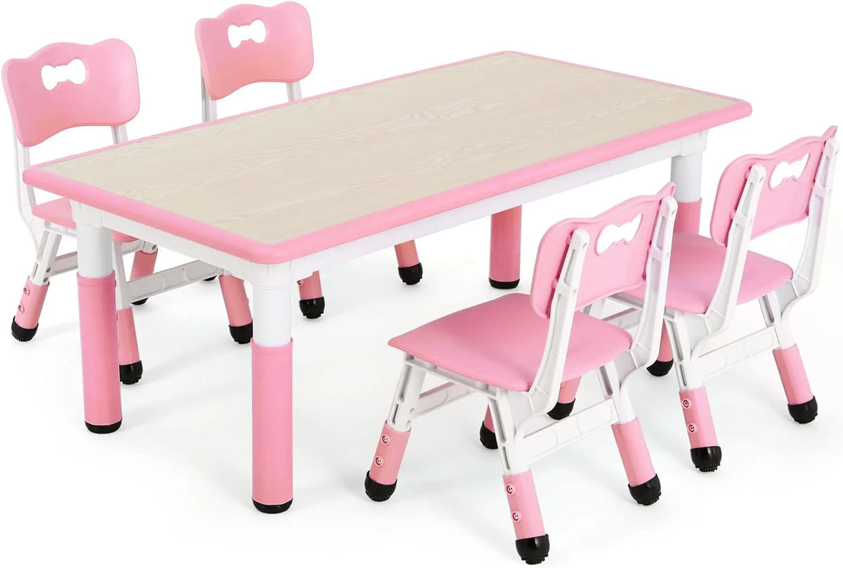 Arlopu Toddler Table and Chair Set Height Adjustable, Kids Activity Table for Reading, Drawing, Eating, Studying, Max 220lbs