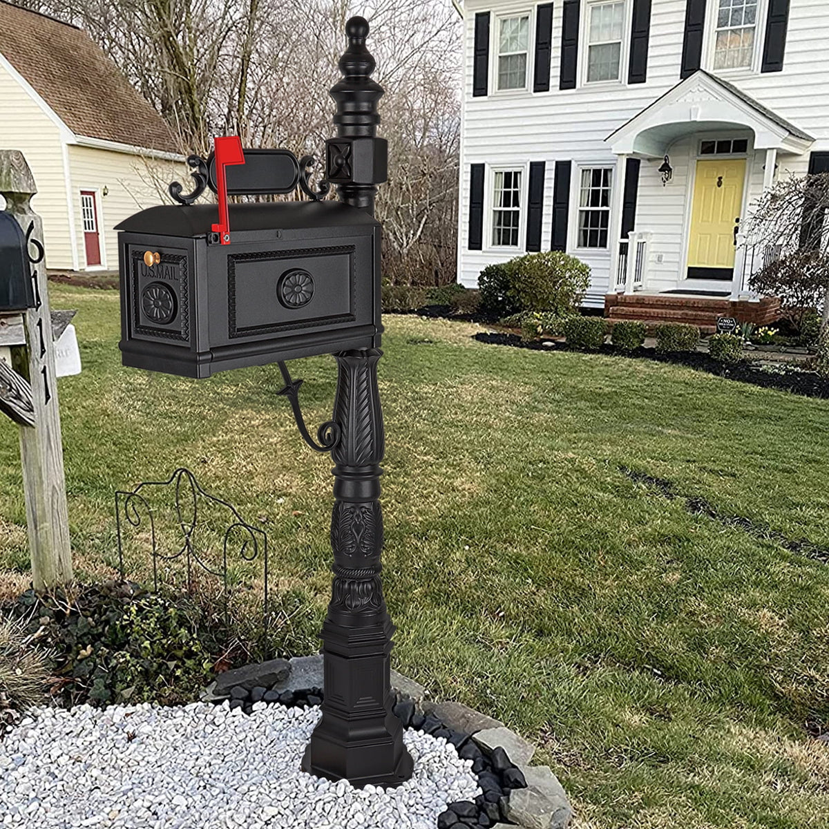 Betisef Large Cast Aluminum Mailbox Barcelona Decorative Post Mail Box Combination Stratford Heavy Duty