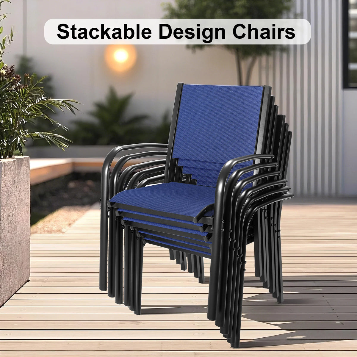 Seizeen 7-Piece Outdoor Table and Chairs, Patio Table Set with 6 Rattan Chairs, All-weather Outdoor Patio Dining Sets Rectangular Metal Table with Acacia Wood Top, Umbrella Hole, Gray
