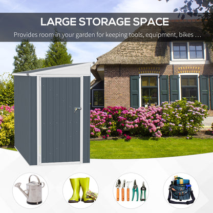 Outsunny 4' x 7.6' Storage Shed, Galvanized, Locking, Gray