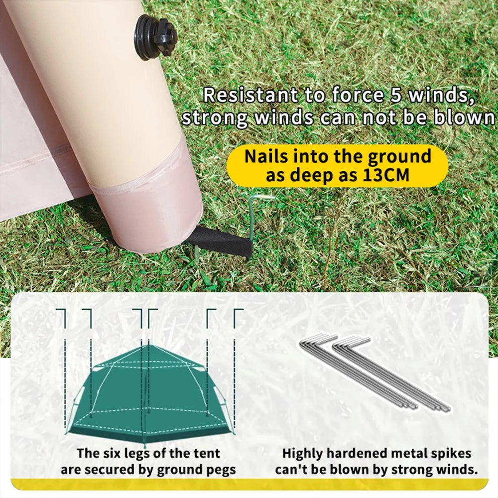 Inflatable Tents for Camping, 3-4 Person Glamping Inflatable Tents for Camping with Rainfly&Mosquito Screen