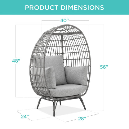 Best Choice Products Wicker Egg Chair Oversized Indoor Outdoor Patio Lounger w/ Steel Frame, 440lb Capacity - Black