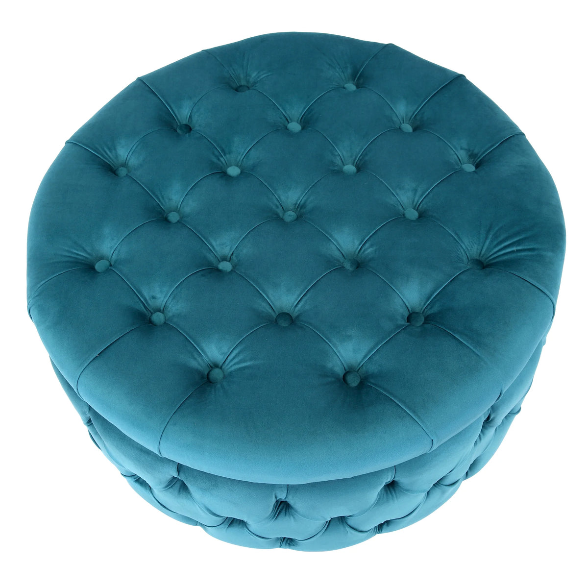 WestinTrends Wordford Round Velvet Tufted Storage Ottoman, Velvet Navy Blue