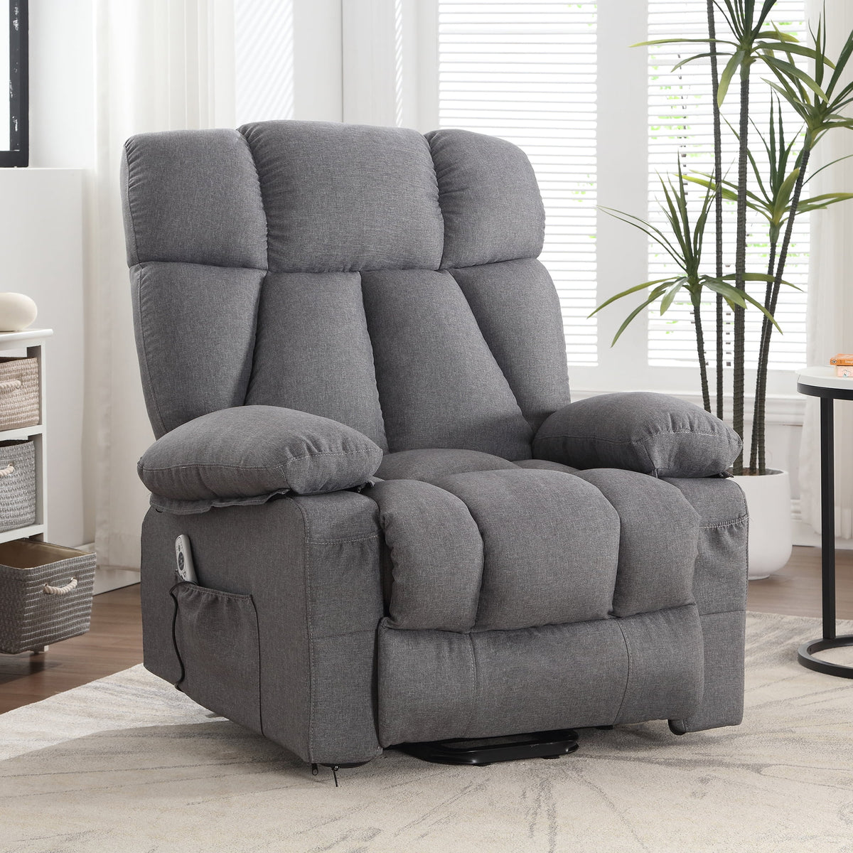 JONPONY Power Lift Recliner Chair Recliners for Elderly with Heat and Massage Recliner Chair for Living Room with Infinite Position and Side Pocket,USB Charge Port,Brown