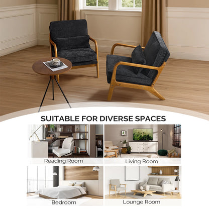 Ktaxon Accent Chair Corduroy Upholstered Armchair, Reading Club Chair with Pillow and Solid Wood Frame for Living Room Bedroom Furniture Off White