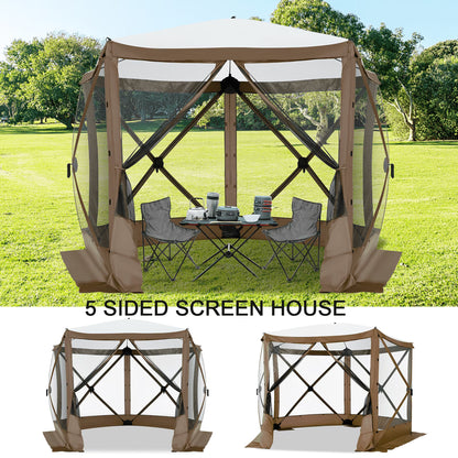 COBIZI 8x8 Pop up Gazebo Tent, Ez up Waterproof Screen Tent Screen House, Portable Outdoor Canopy Sun Shelter with 3 Sidewalls, Carry Bag & Ground Stakes for Camping, Garden and Picnics, Gray