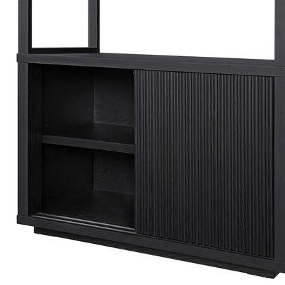 Beautiful Fluted 3-Shelf Bookcase with Storage Cabinet by Drew Barrymore, Light Honey Wood Finish