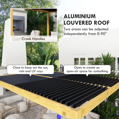 Outsunny 10' x 13' Louvered Pergola with Adjustable Roof, Aluminum Hardtop Gazebo for Patio, Deck, Garden, Yard, Beach