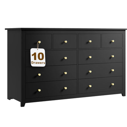EnHomee White Dresser for Bedroom with 10 Drawers Modern Wood Dressers Chests of Drawers Wide Dresser for Adults