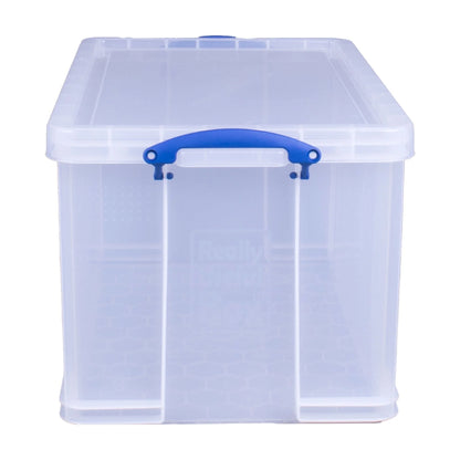 Really Useful Box 84L Storage Bin w/Snap Lid & Clip Lock Handle, 2 Pack,
